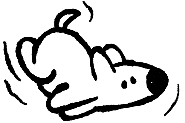 Dog sniffing and wagging its tail
